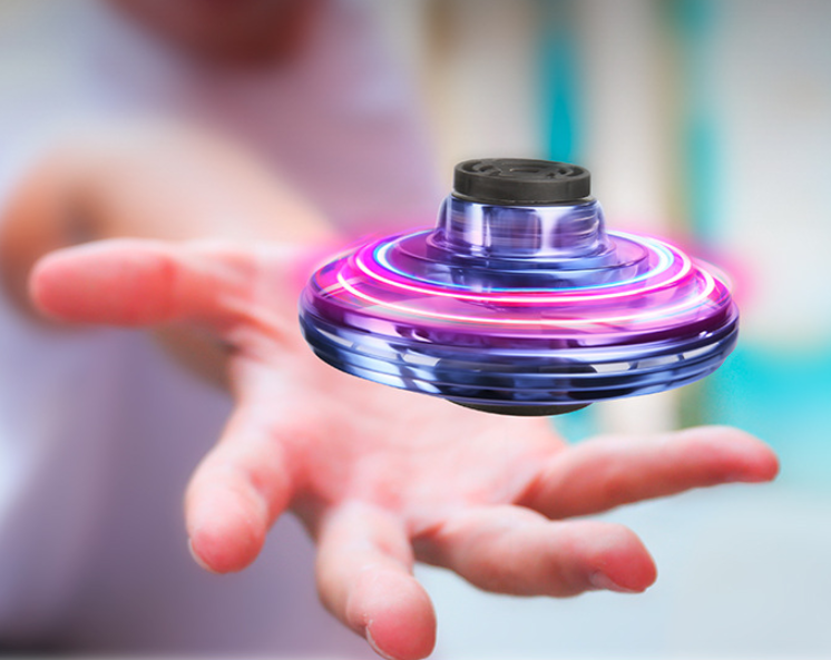 Mini Fingertip Gyro Interactive Decompression Toy Drone LED Ufo Type Flying Helicopter Spinner Toy Kids