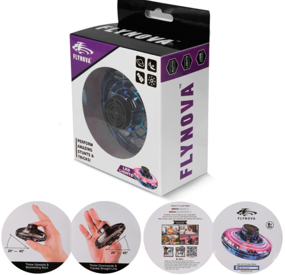 Mini Fingertip Gyro Interactive Decompression Toy Drone LED Ufo Type Flying Helicopter Spinner Toy Kids